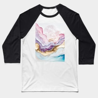 Pastel Watercolor Alcohol Ink Abstract Baseball T-Shirt